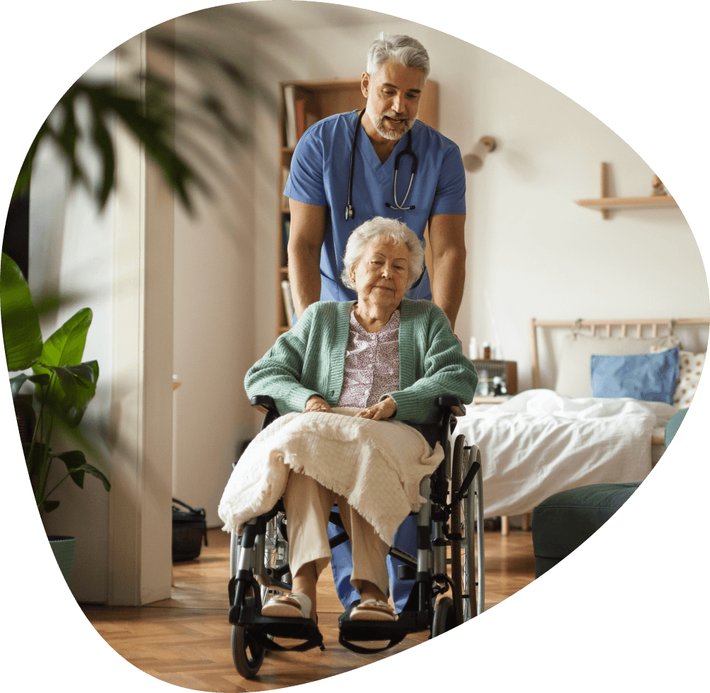 Axzons caregiver attending to a client at home